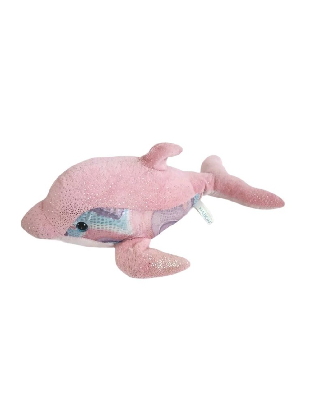 Destination Nation Sparkly Pink Dolphin Plush Stuffed Animal Soft Toy 16"